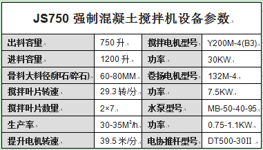 JS750強制混凝土攪拌機設(shè)備參數(shù)